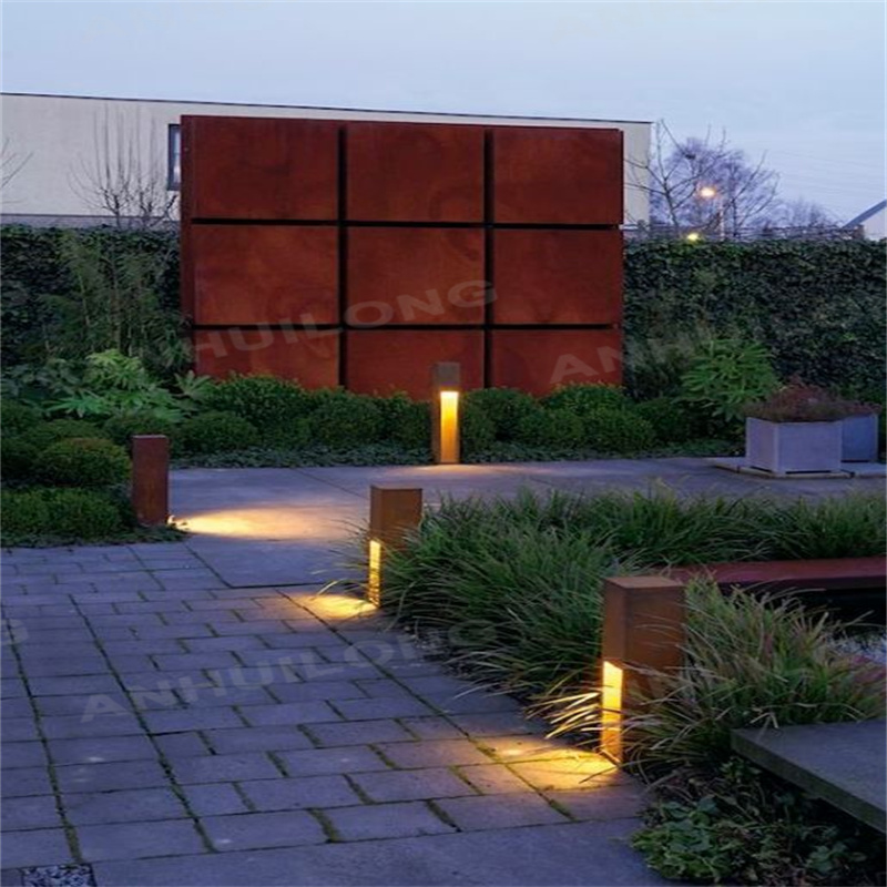 Laser cut corten steel lighting For City Gardens Landscape